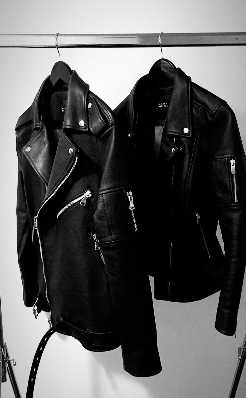 Mirkka Metsola custom made black leather jackets.