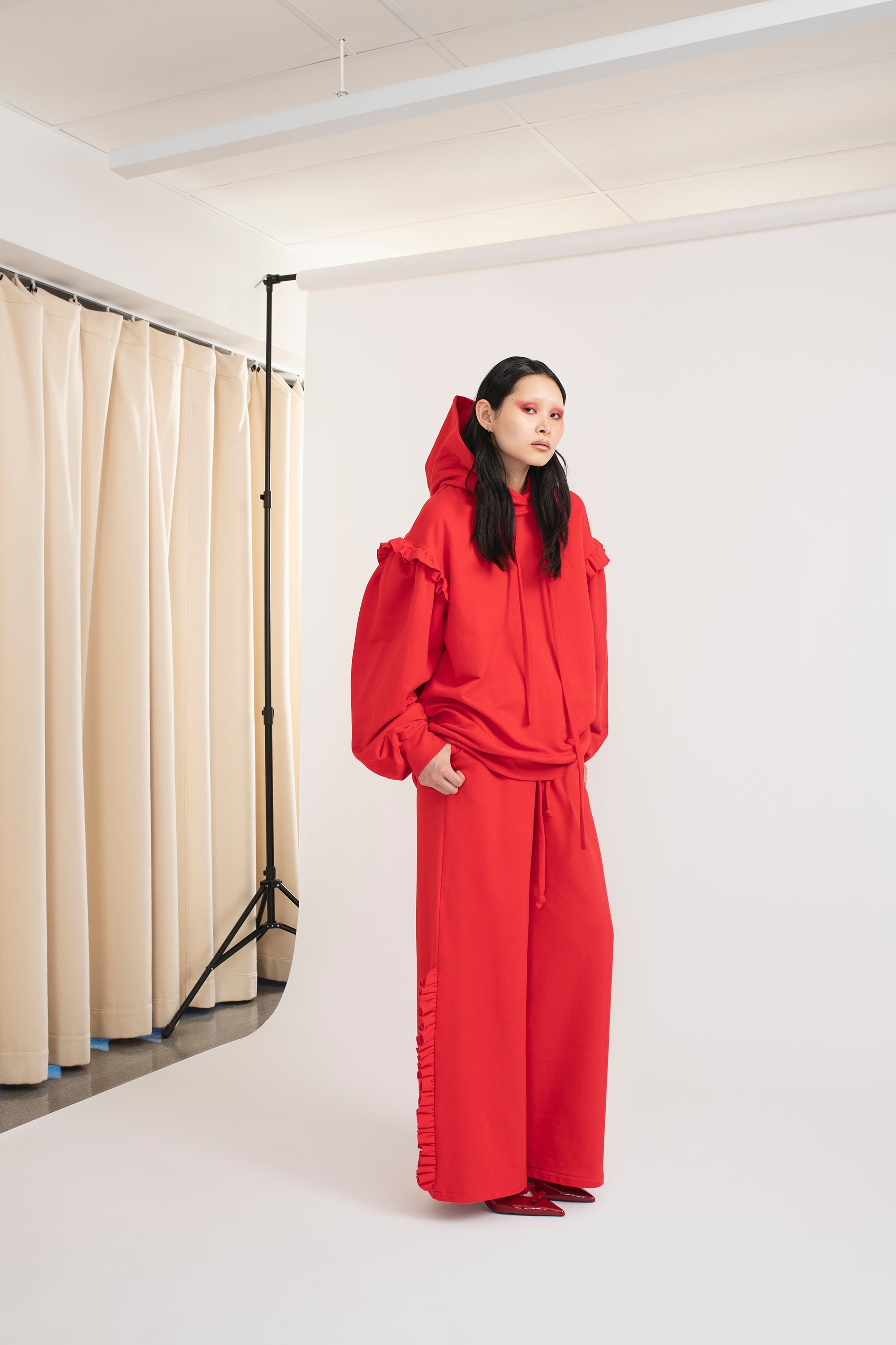 Ruffle Hoodie in Red from Mirkka Metsola AW24 True Romance collecttion.