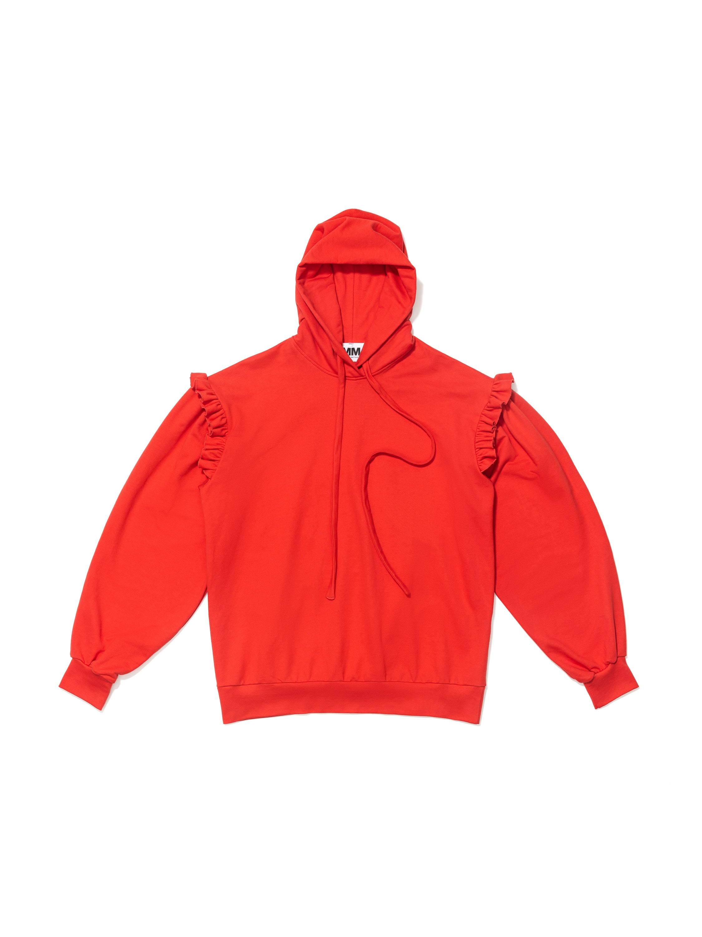 Red Ruffle Hoodie from MIRKKA METSOLA.