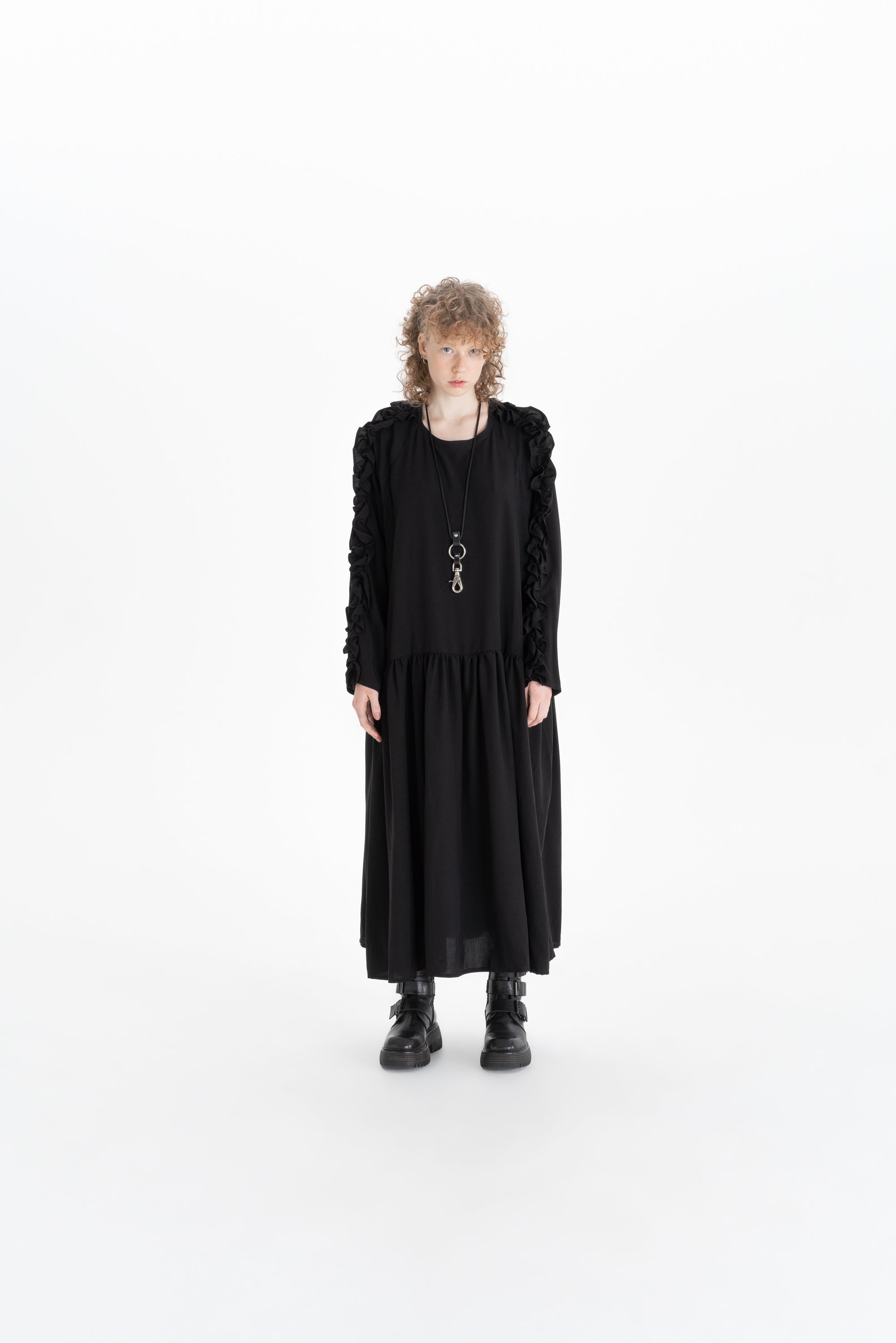 RUFFLE DRESS_black (-40%)