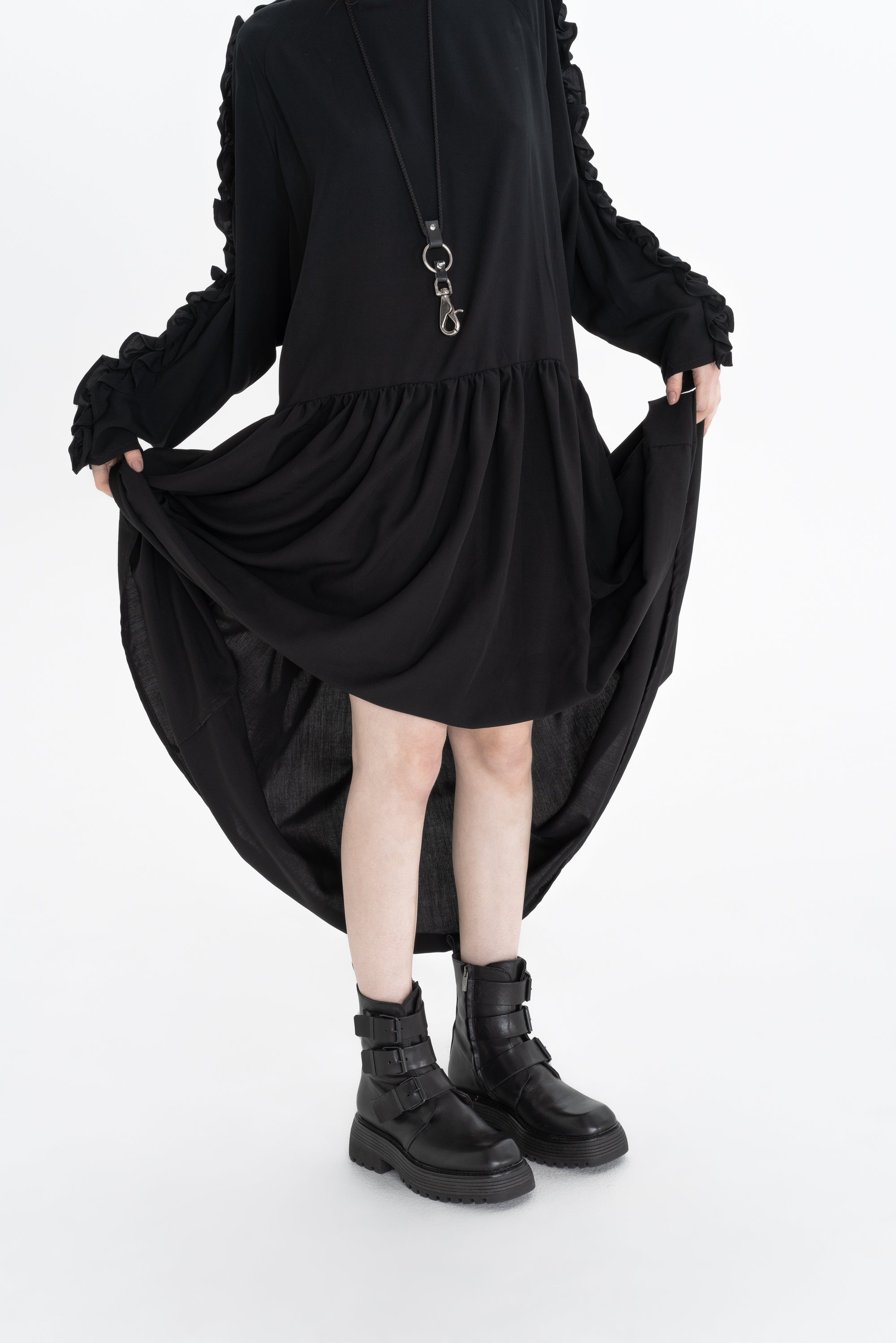 RUFFLE DRESS_black (-40%)