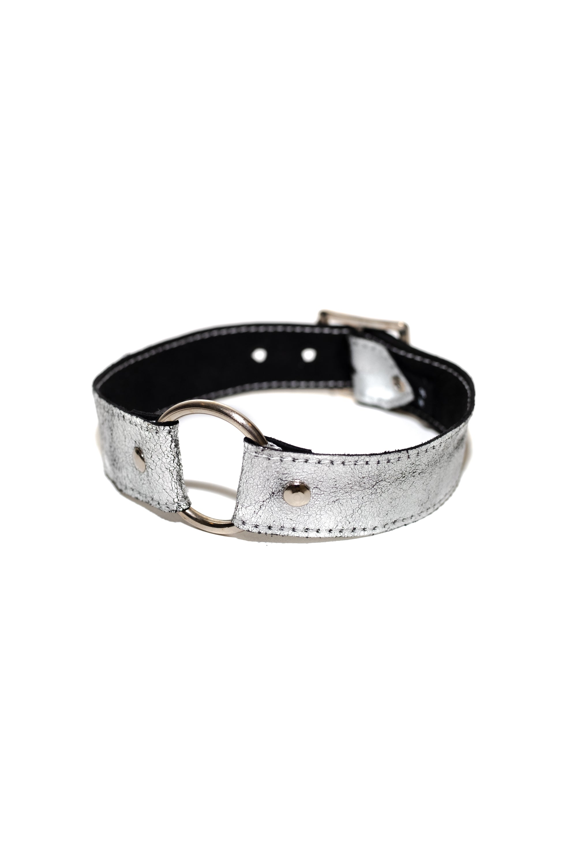 Metallic Silver Leather Choker (-50%)