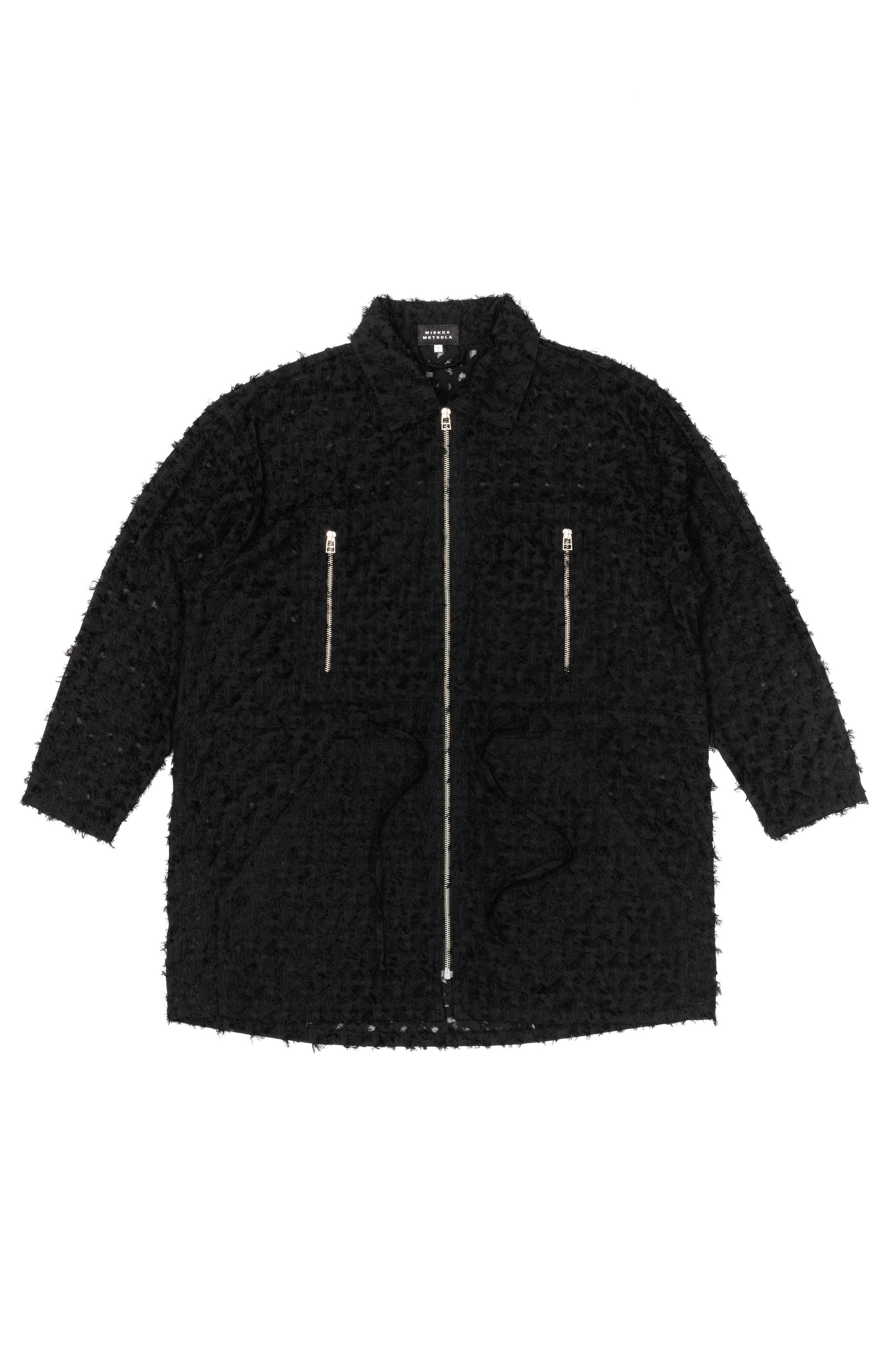 Aurora Coat in Shredded Black by Mirkka Metsola.