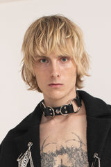 Loop Leather Choker [black-silver]