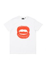 Mirkka Metsola Meal T-shirt in white with red vampire teeth print. 