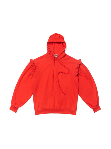 Red Ruffle Hoodie from MIRKKA METSOLA. 