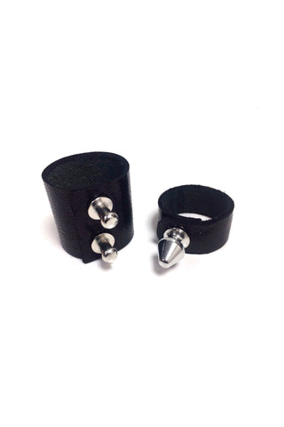 Black Leather Rings [2-pack]